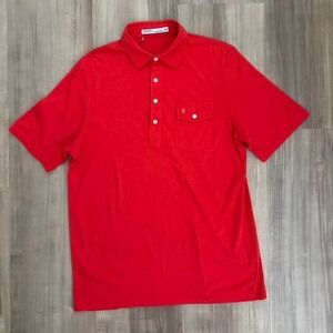 Criquet Polo Shirt Mens Large Red Pocket Short Sleeve Classic Cotton 0188